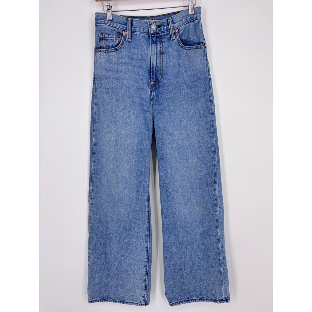 Levis Ribcage Wide Leg Jeans Women 26 Light Wash Denim Med Blue Relaxed
